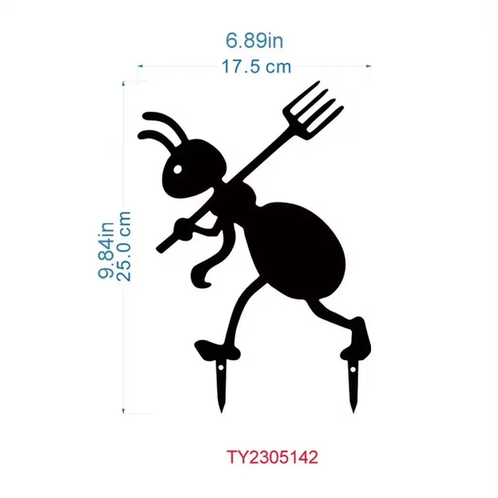 Worker Ant Steel Sculpture – Black Powder-Coated Garden Decor
