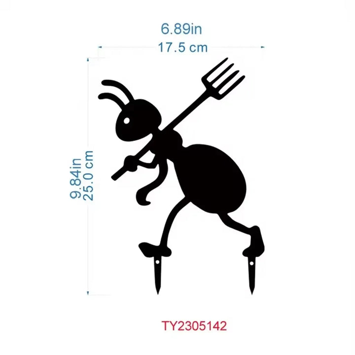 Worker Ant Steel Sculpture – Black Powder-Coated Garden Decor